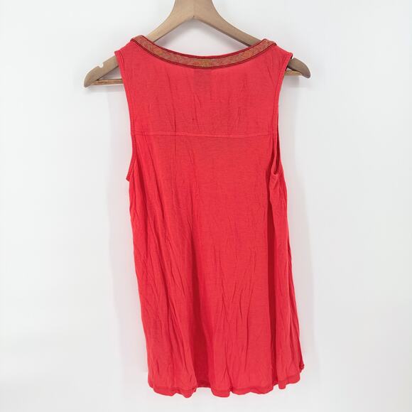 Bobeau Coral Flowy Embroidered Tank Top Womens Medium Boho Western Hippie - Picture 2 of 9